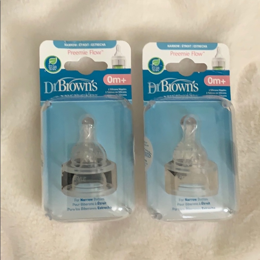 NWT Dr Brown’s 2 Silicone nipples -Premie Flow -0m